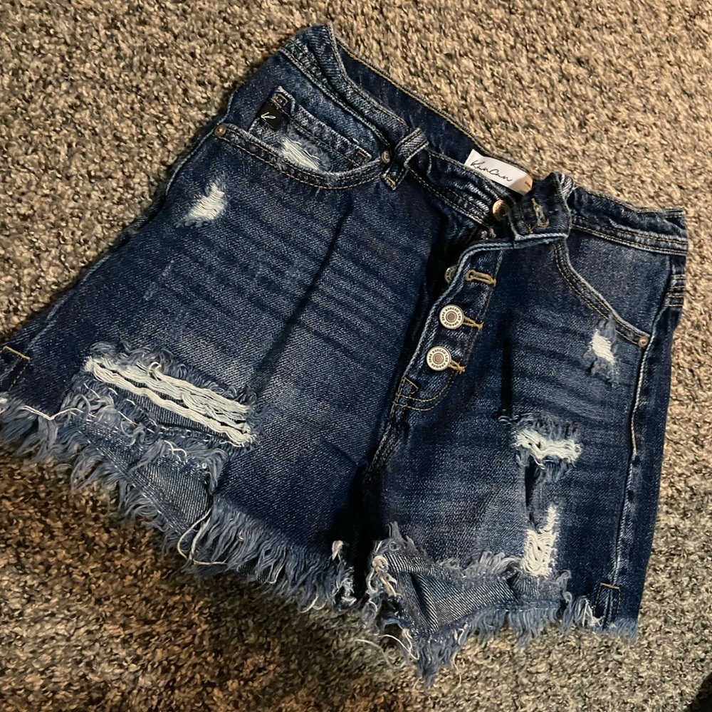 KanCan Dark Blue Distressed Jean Shorts